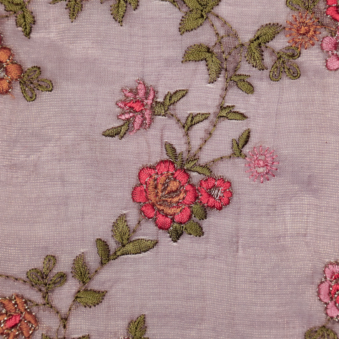 Wardiya Jaal on Mauve Tissue Embroidered Fabric