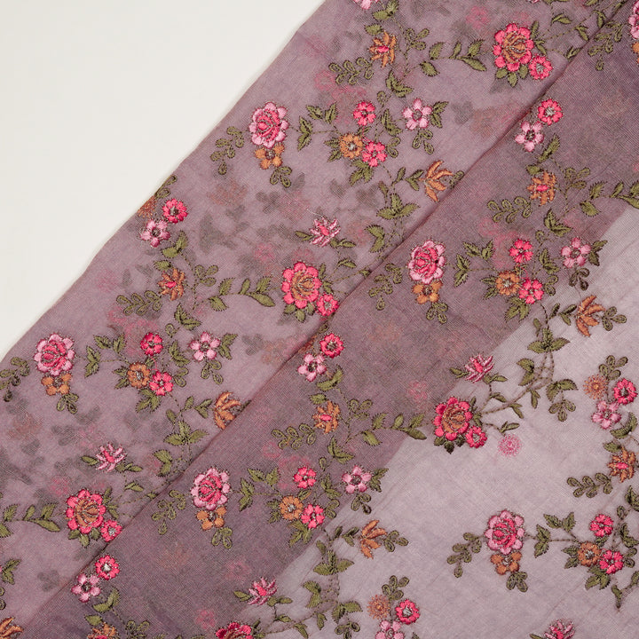 Wardiya Jaal on Mauve Tissue Embroidered Fabric