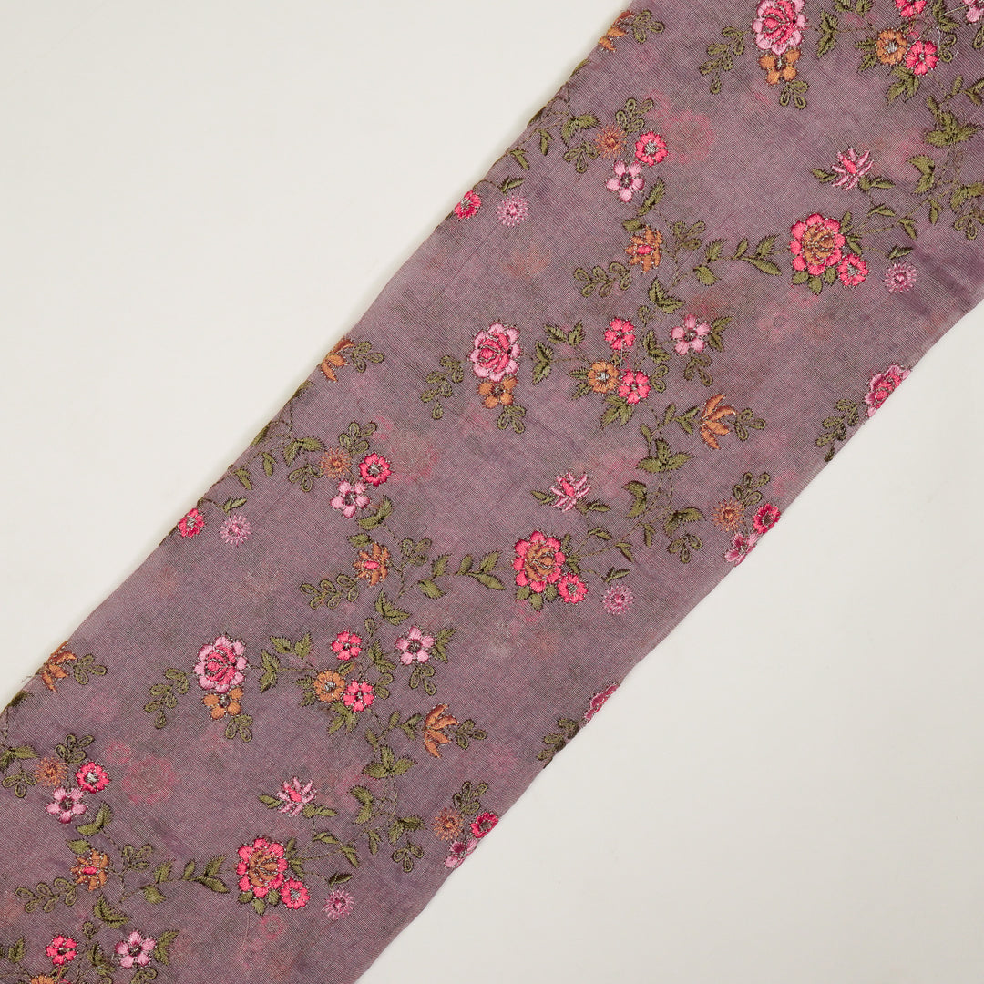 Wardiya Jaal on Mauve Tissue Embroidered Fabric