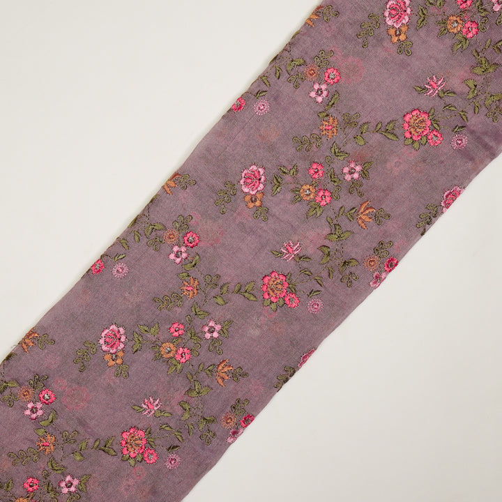 Wardiya Jaal on Mauve Tissue Embroidered Fabric
