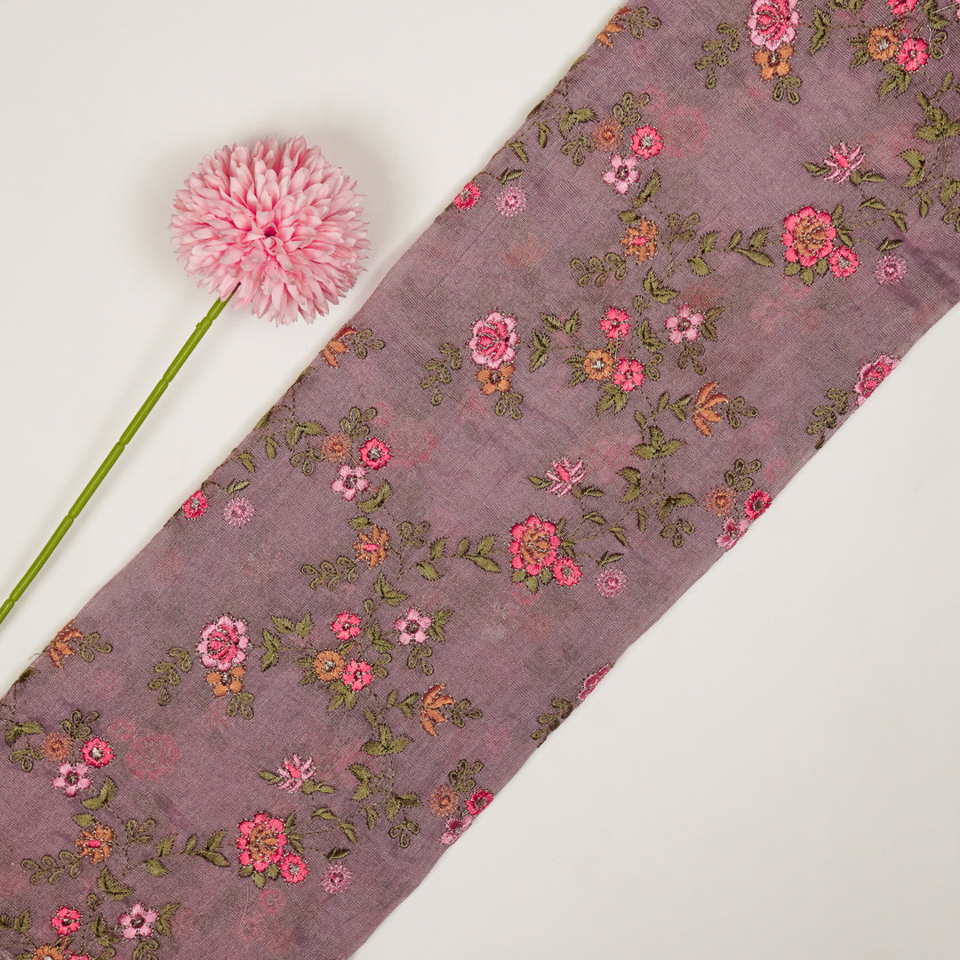 Wardiya Jaal on Mauve Tissue Embroidered Fabric