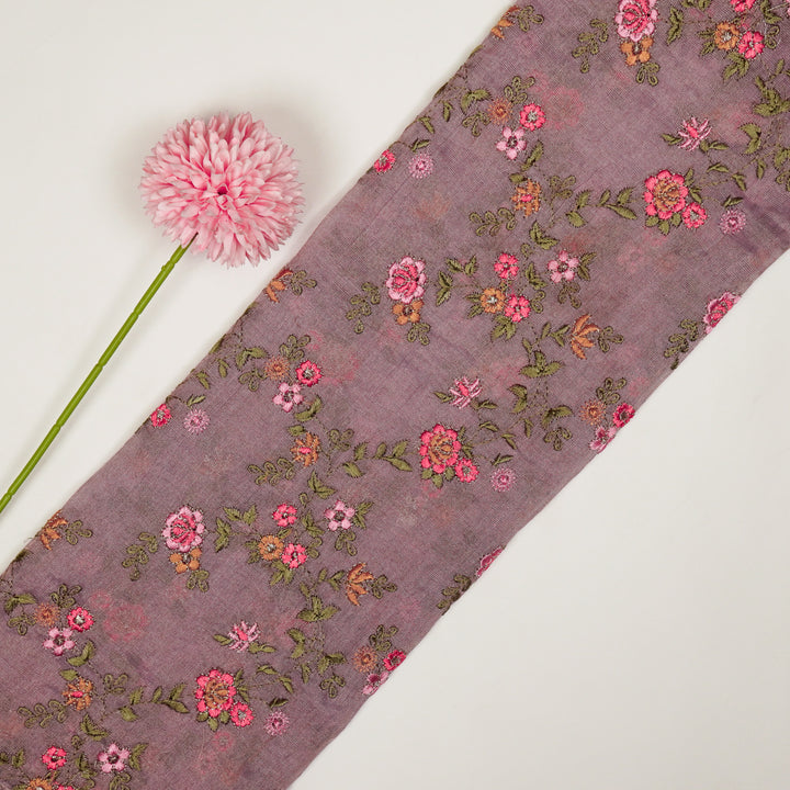 Wardiya Jaal on Mauve Tissue Embroidered Fabric