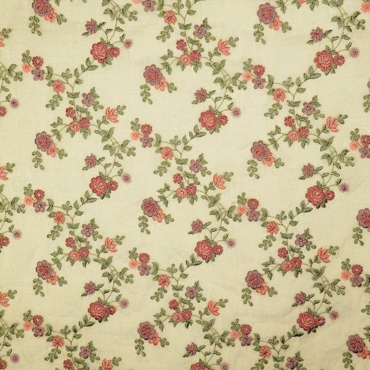 Wardiya Jaal on Natural Tissue Embroidered Fabric