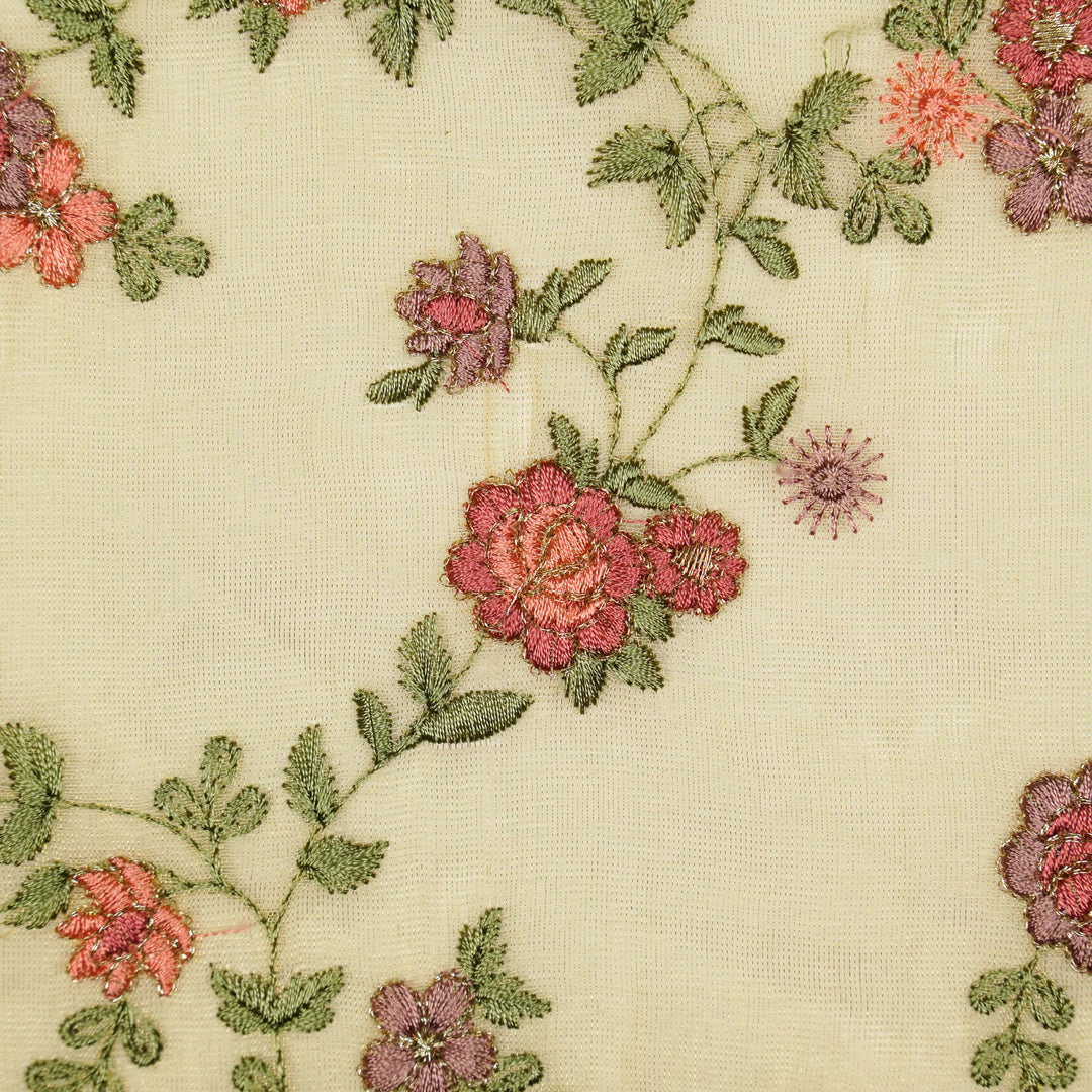 Wardiya Jaal on Natural Tissue Embroidered Fabric