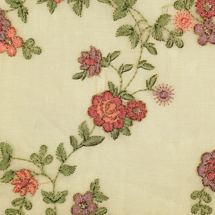 Wardiya Jaal on Natural Tissue Embroidered Fabric