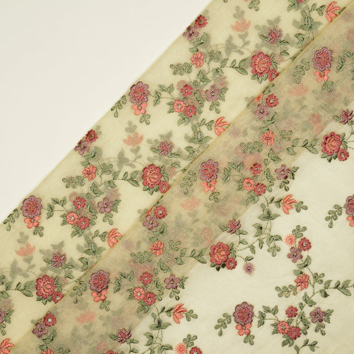 Wardiya Jaal on Natural Tissue Embroidered Fabric