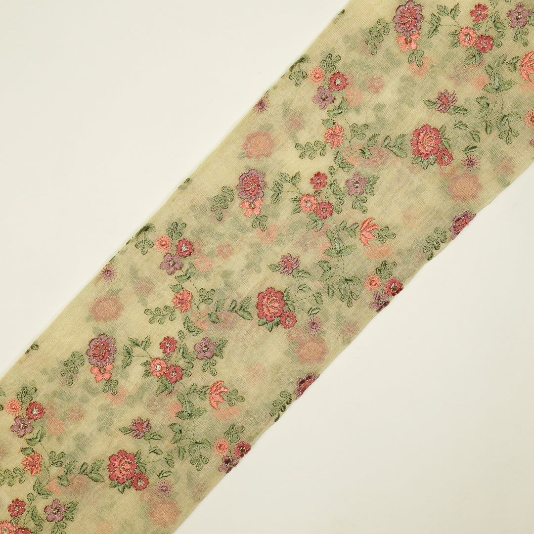 Wardiya Jaal on Natural Tissue Embroidered Fabric