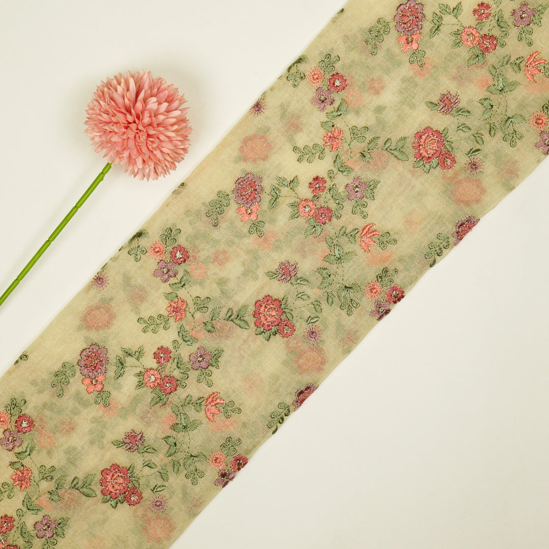 Wardiya Jaal on Natural Tissue Embroidered Fabric