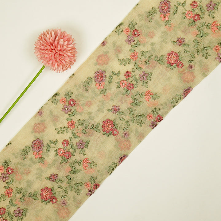 Wardiya Jaal on Natural Tissue Embroidered Fabric