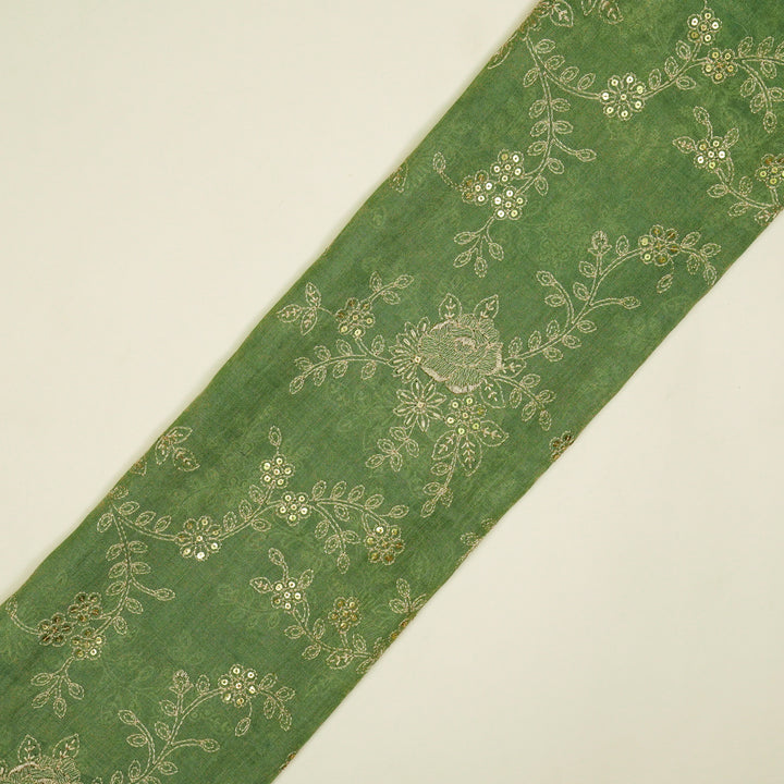 Jamira Jaal on Sea Green Tissue Embroidered Fabric