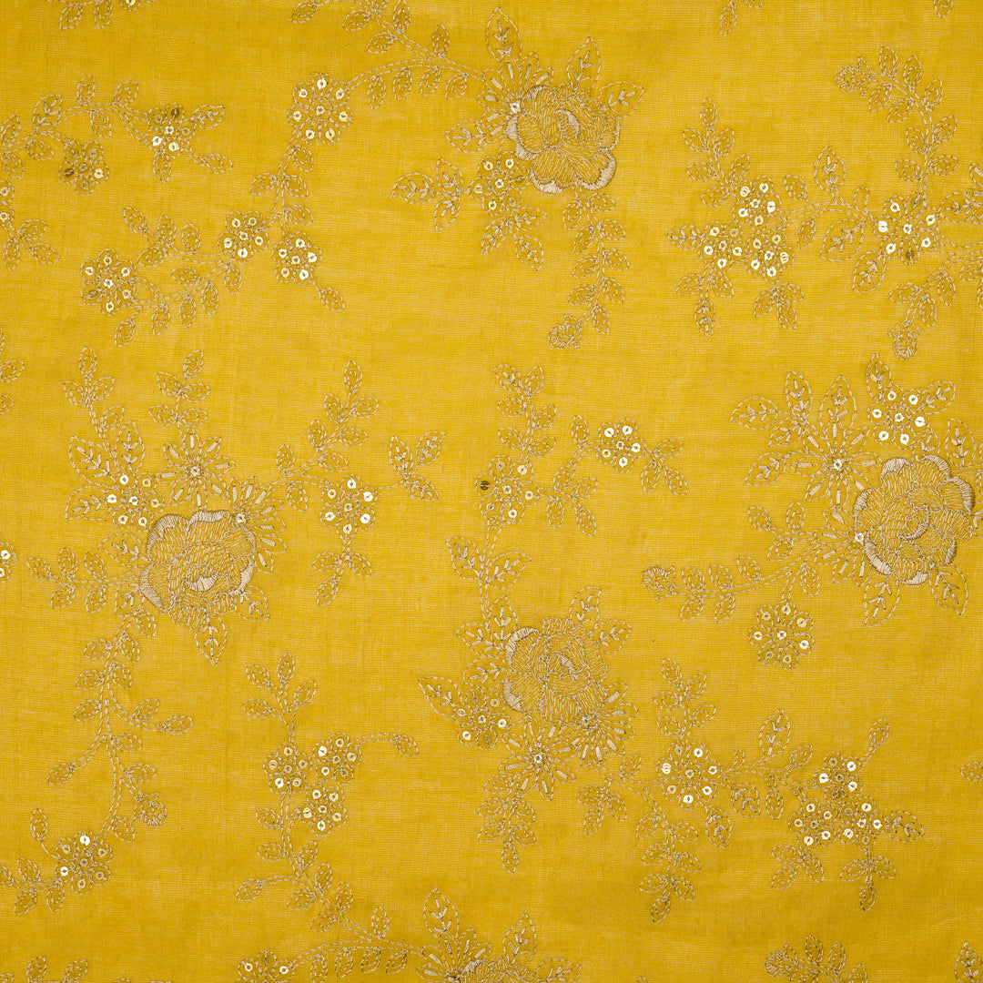 Jamira Jaal on Gold Tissue Embroidered Fabric
