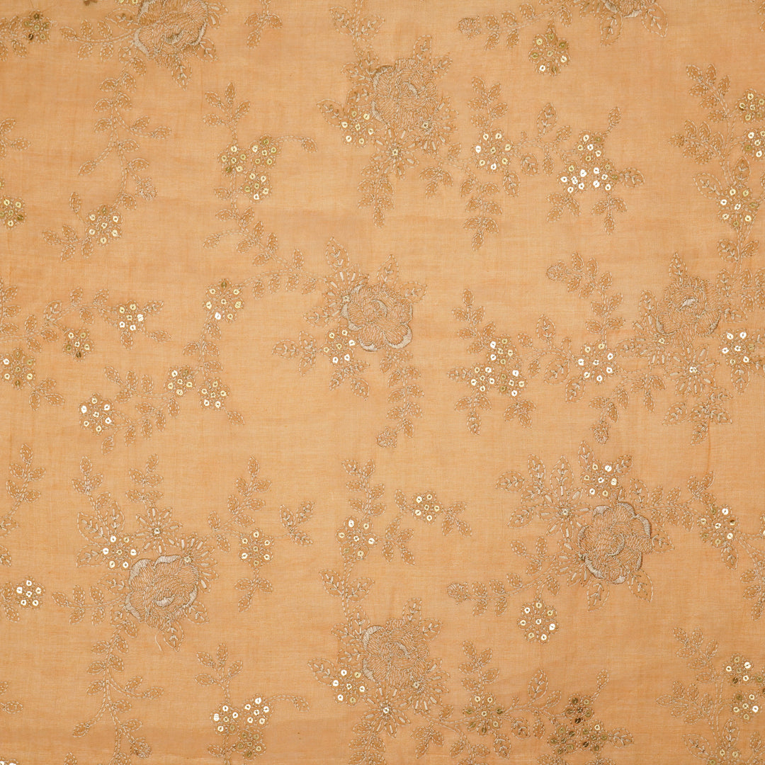 Jamira Jaal on Peach Tissue Embroidered Fabric