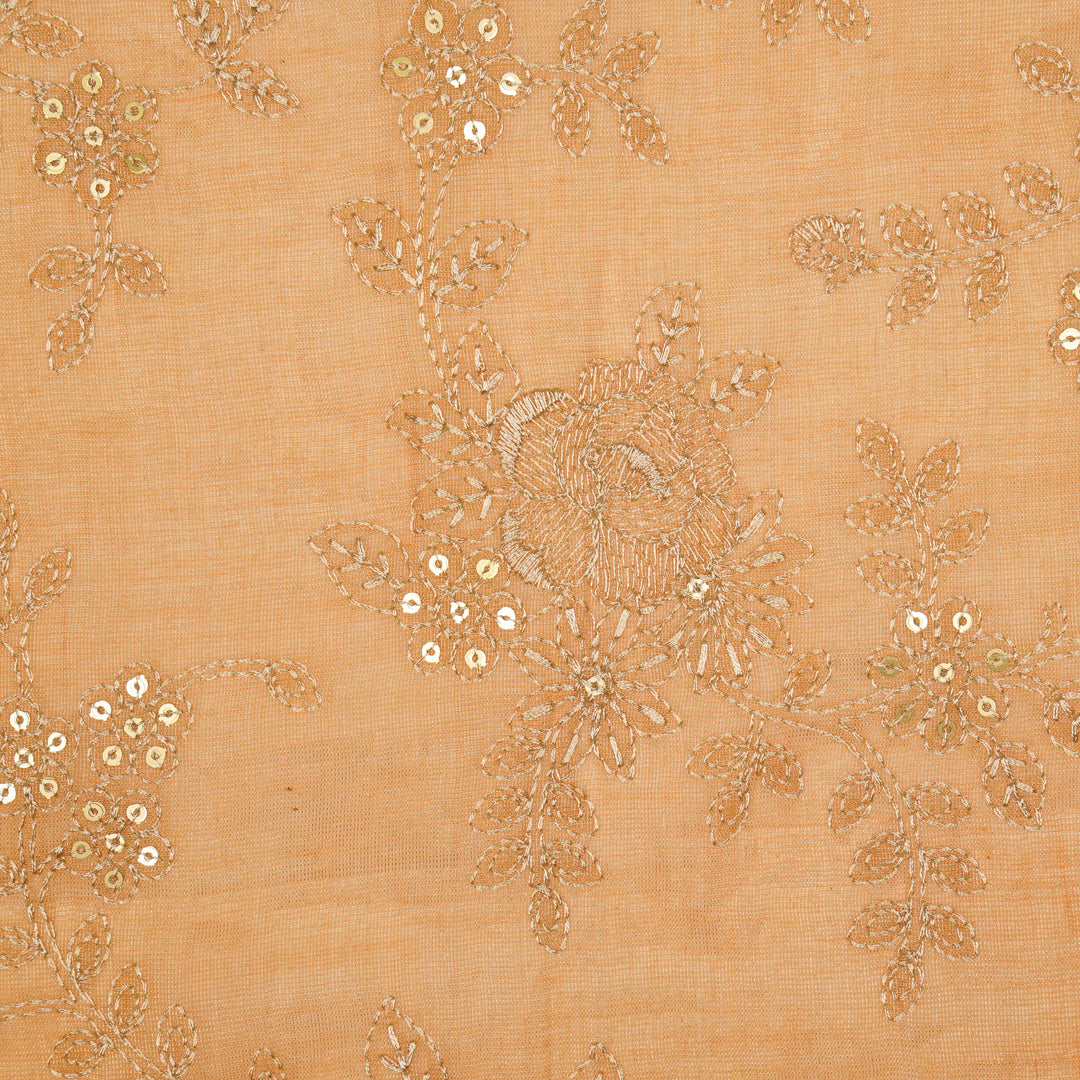 Jamira Jaal on Peach Tissue Embroidered Fabric