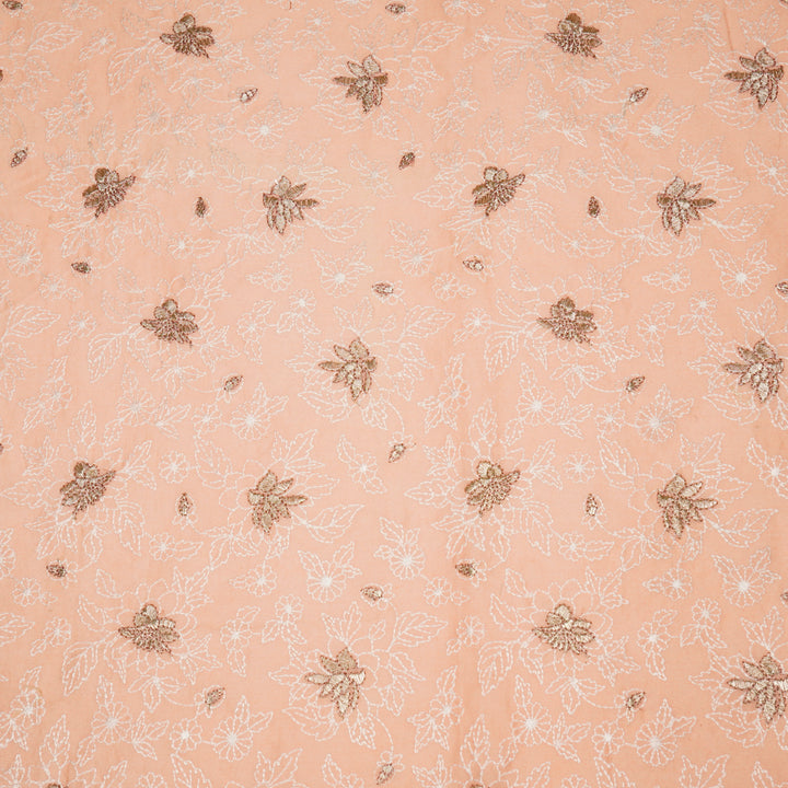 Sreeja Jaal on Light Peach Silk Chanderi Embroidered Fabric