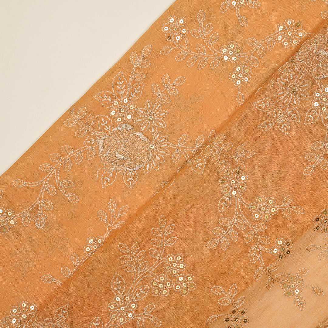 Jamira Jaal on Peach Tissue Embroidered Fabric