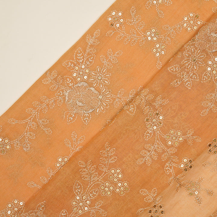 Jamira Jaal on Peach Tissue Embroidered Fabric