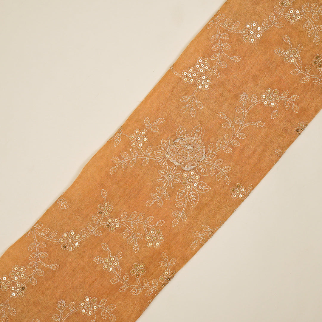 Jamira Jaal on Peach Tissue Embroidered Fabric