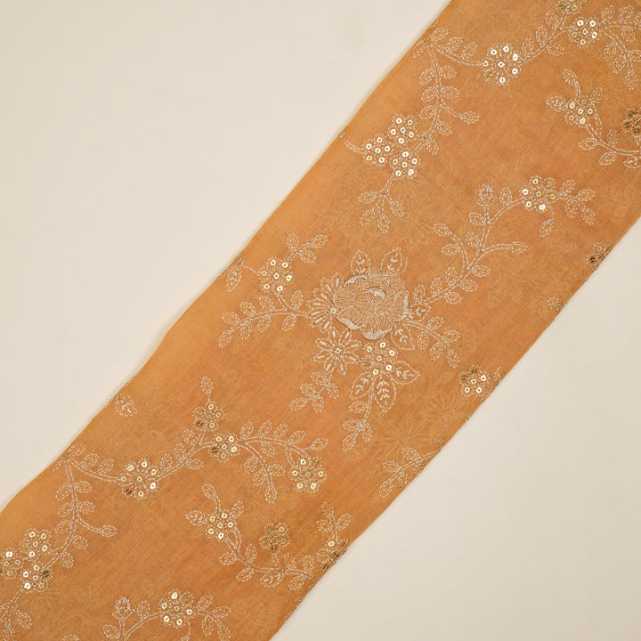 Jamira Jaal on Peach Tissue Embroidered Fabric