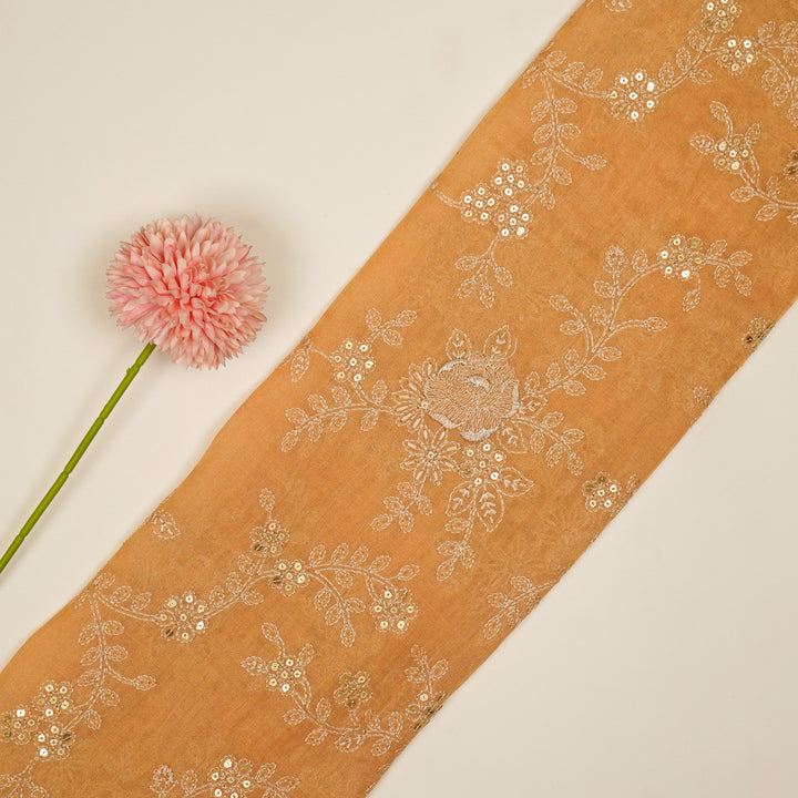 Jamira Jaal on Peach Tissue Embroidered Fabric