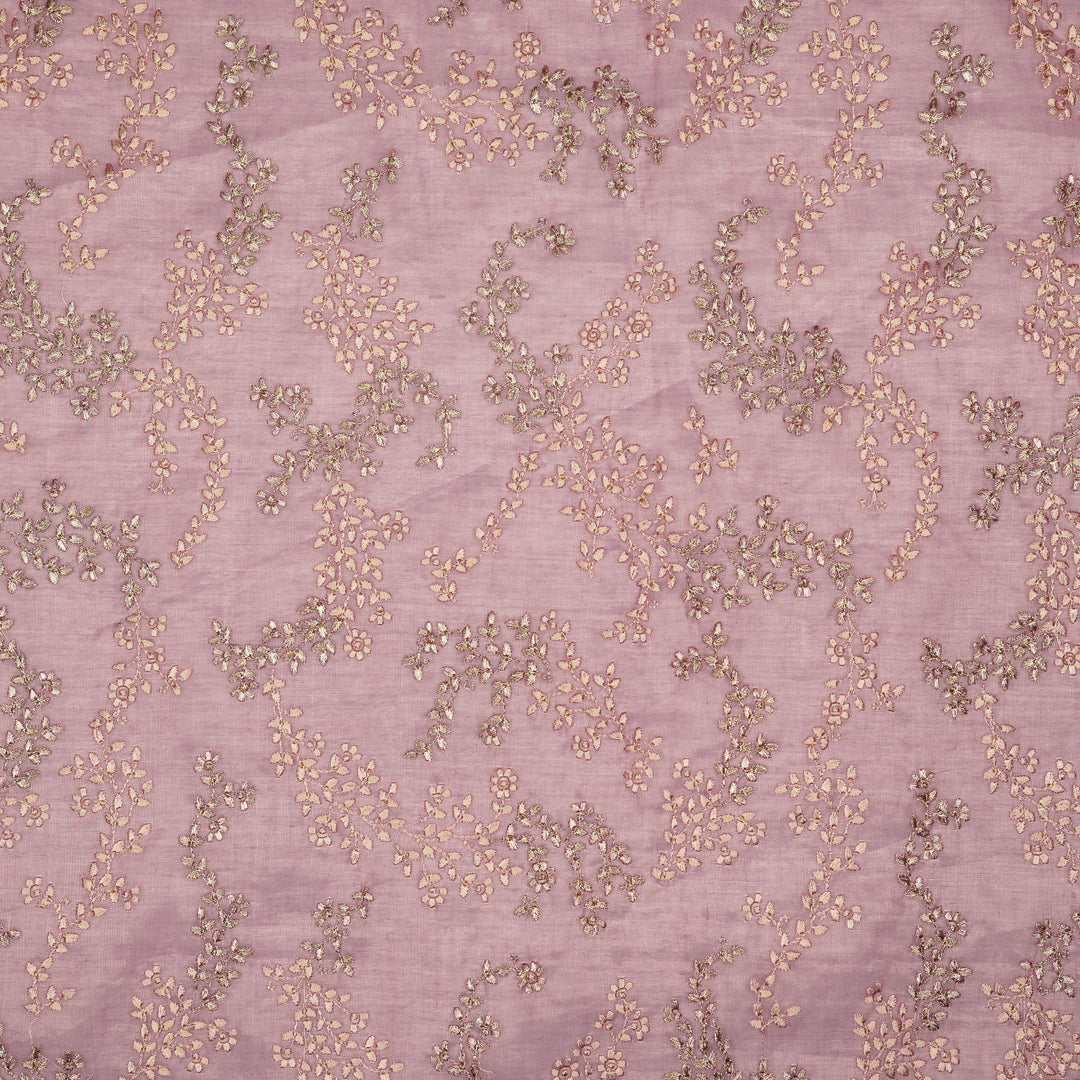 Amoli Jaal on Mauve Tissue Embroidered Fabric