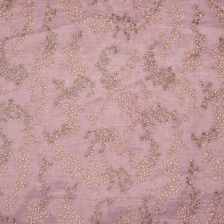 Amoli Jaal on Mauve Tissue Embroidered Fabric