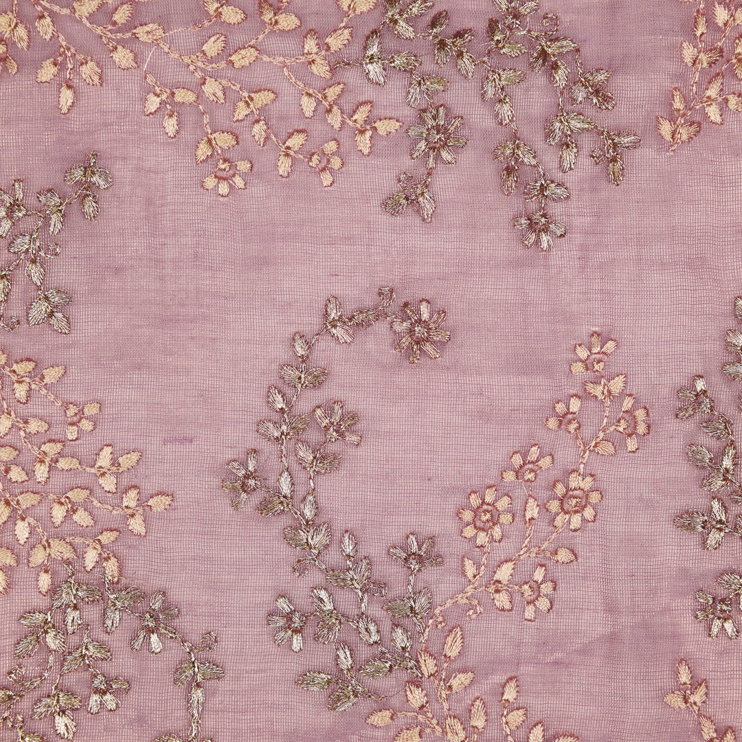 Amoli Jaal on Mauve Tissue Embroidered Fabric