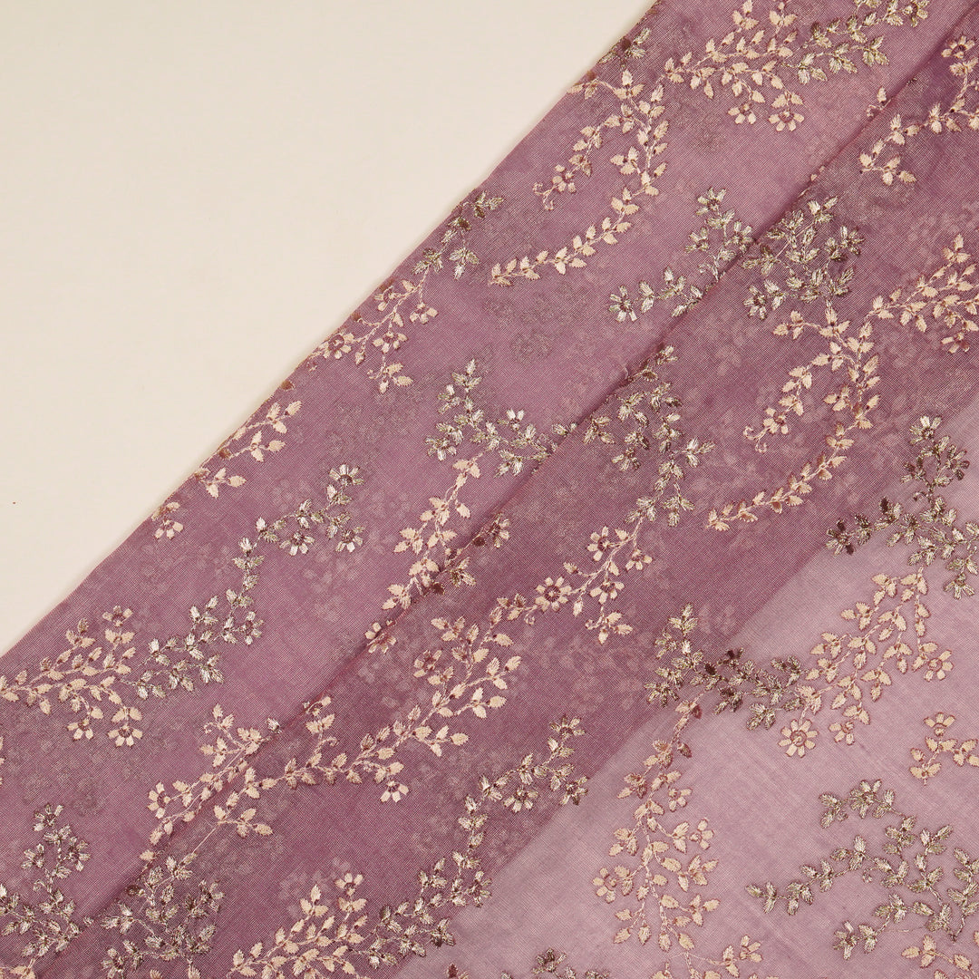 Amoli Jaal on Mauve Tissue Embroidered Fabric
