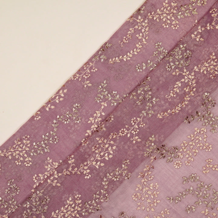 Amoli Jaal on Mauve Tissue Embroidered Fabric