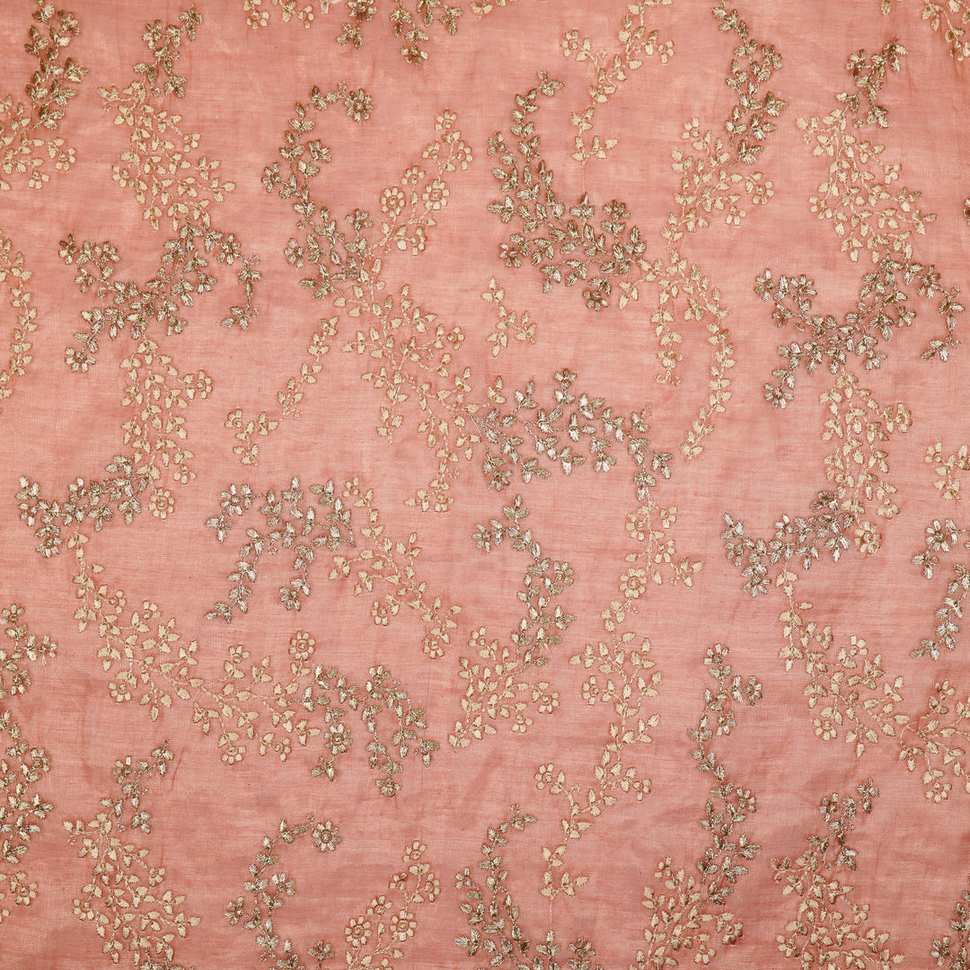 Amoli Jaal on Onion Tissue Embroidered Fabric