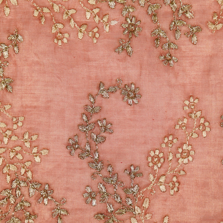Amoli Jaal on Onion Tissue Embroidered Fabric