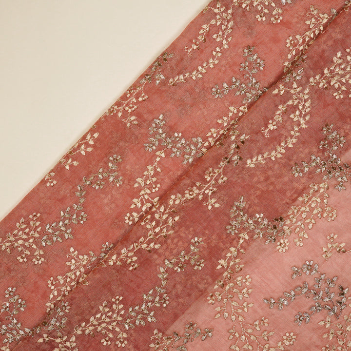 Amoli Jaal on Onion Tissue Embroidered Fabric