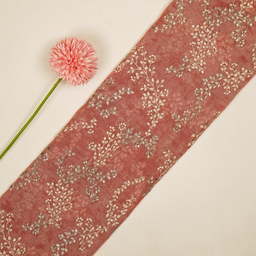 Amoli Jaal on Onion Tissue Embroidered Fabric