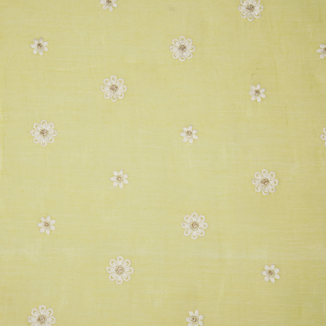 Zoey Buti on Lemon Cotton Silk Embroidered Fabric