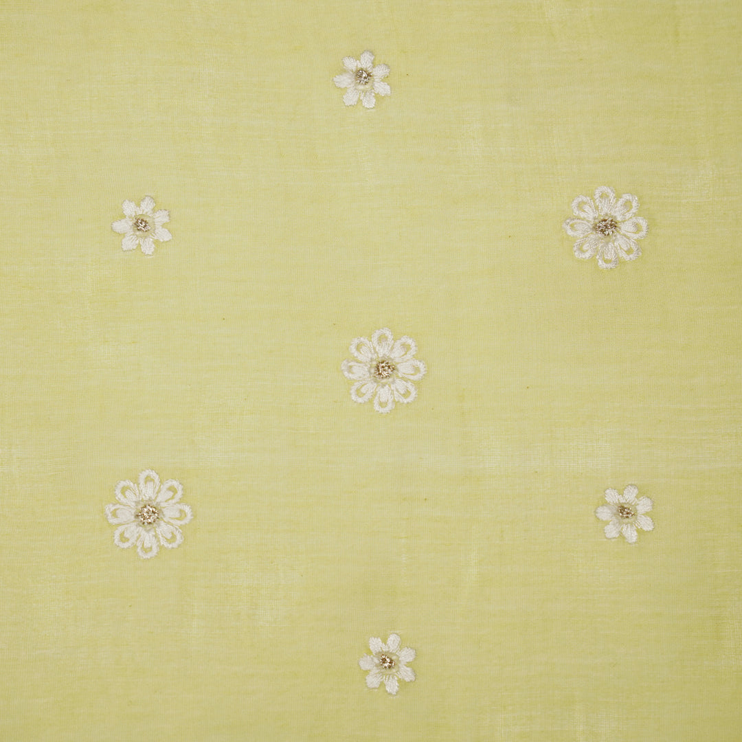 Zoey Buti on Lemon Cotton Silk Embroidered Fabric
