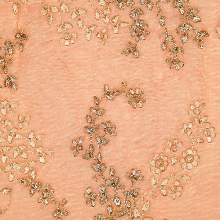 Amoli Jaal on Peach Tissue Embroidered Fabric