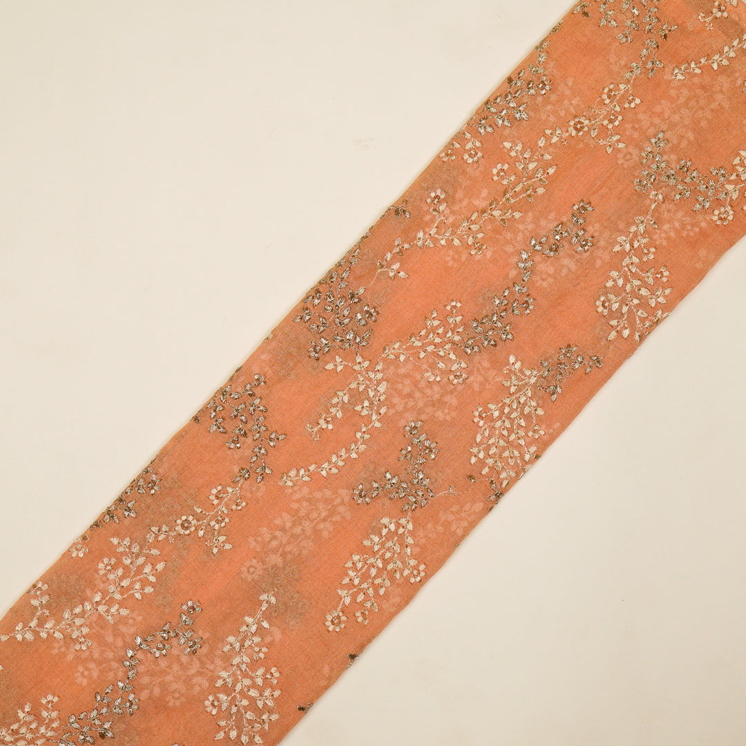 Amoli Jaal on Peach Tissue Embroidered Fabric