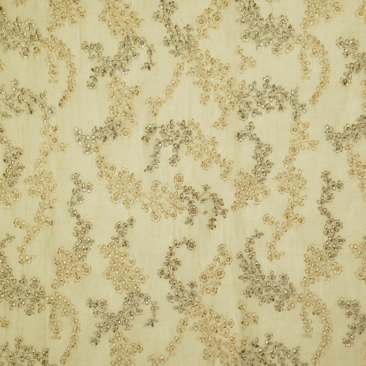 Amoli Jaal on Natural Tissue Embroidered Fabric