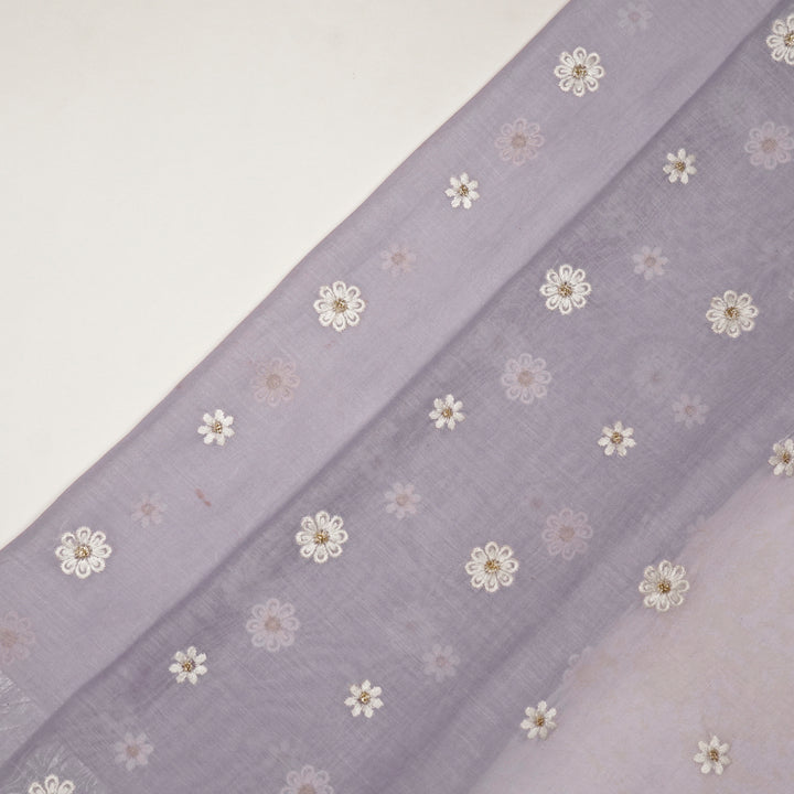 Zoey Buti on Lavender Cotton Silk Embroidered Fabric