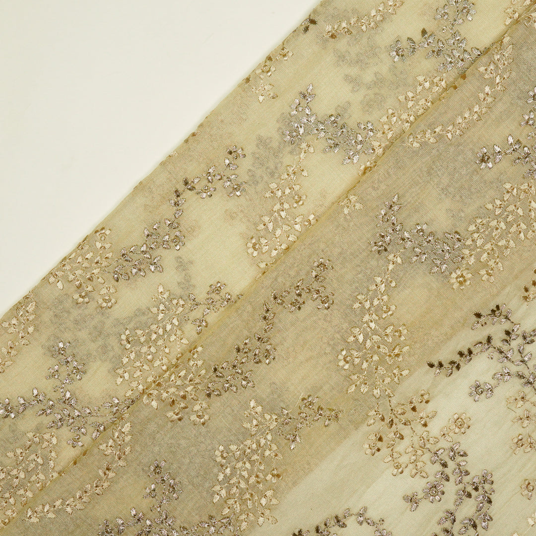 Amoli Jaal on Natural Tissue Embroidered Fabric