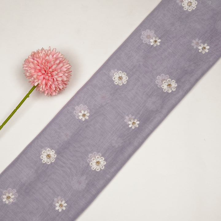 Zoey Buti on Lavender Cotton Silk Embroidered Fabric