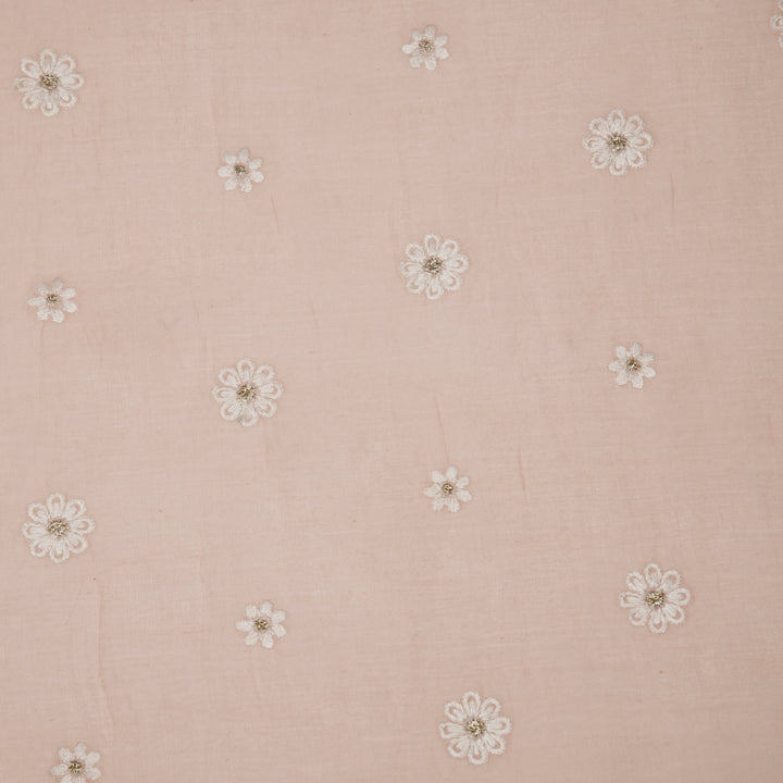 Zoey Buti on Light Peach Cotton Silk Embroidered Fabric