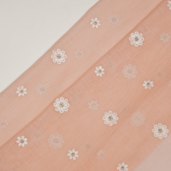 Zoey Buti on Light Peach Cotton Silk Embroidered Fabric