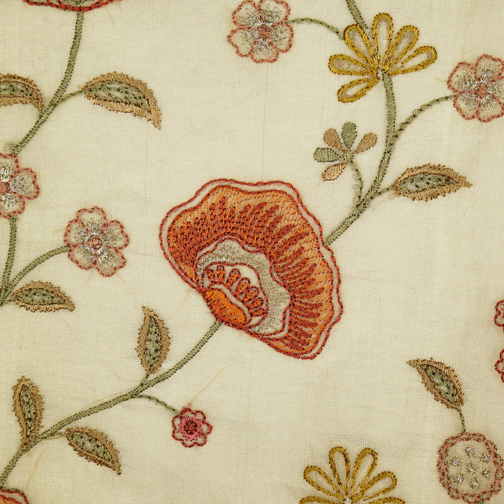 Zarifa Jaal on Natural Tissue Embroidered Fabric