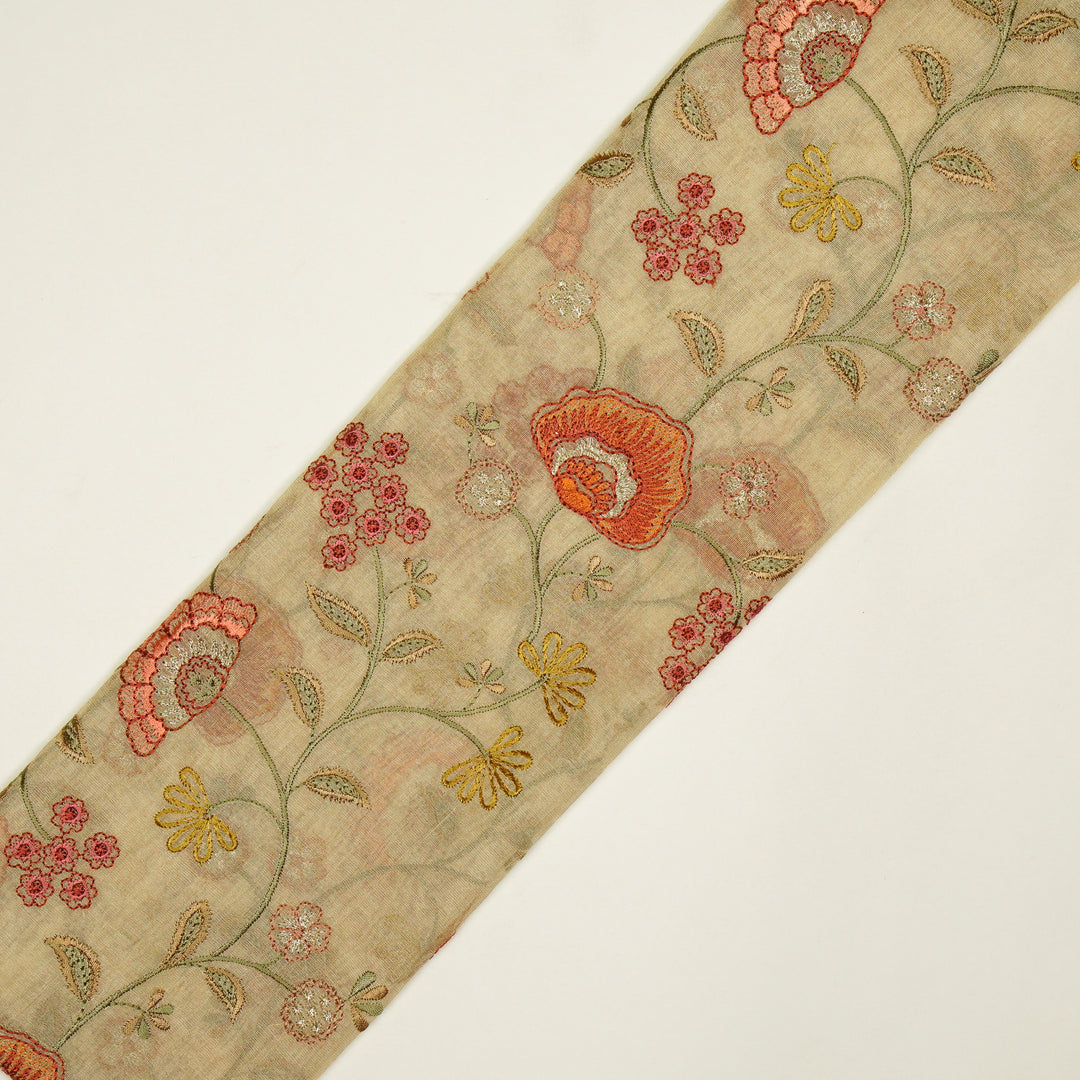 Zarifa Jaal on Natural Tissue Embroidered Fabric