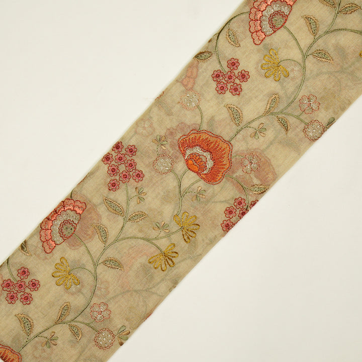 Zarifa Jaal on Natural Tissue Embroidered Fabric