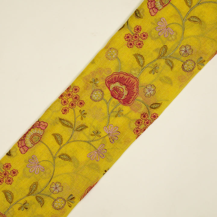 Zarifa Jaal on Lemon Tissue Embroidered Fabric