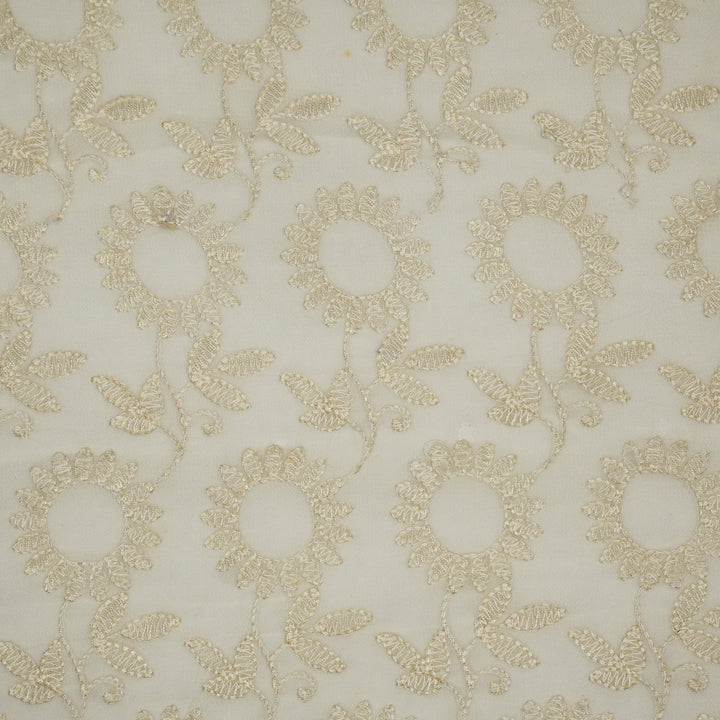 Chikankari Style Embroidery on Natural Georgette
