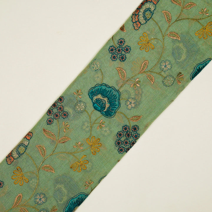 Zarifa Jaal on Sea Green Tissue Embroidered Fabric