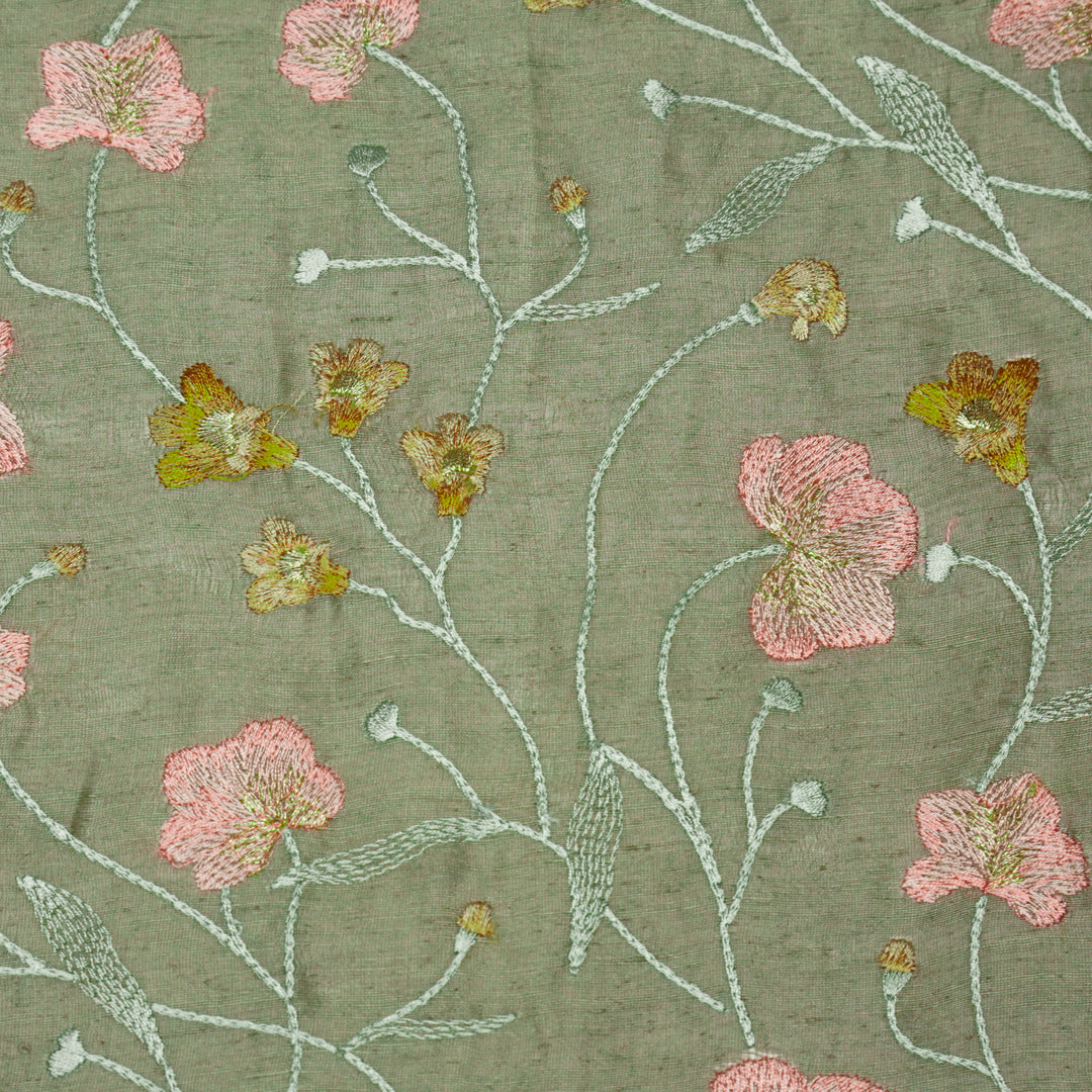Akshara Jaal on Mouse Silk Linen Embroidered Fabric
