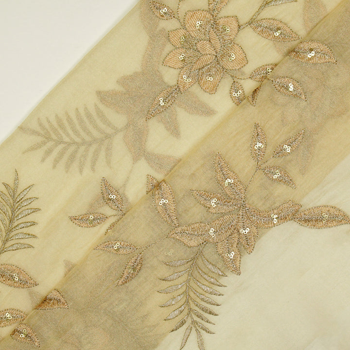 Pallavi Buta on Natural Tissue Embroidered Fabric